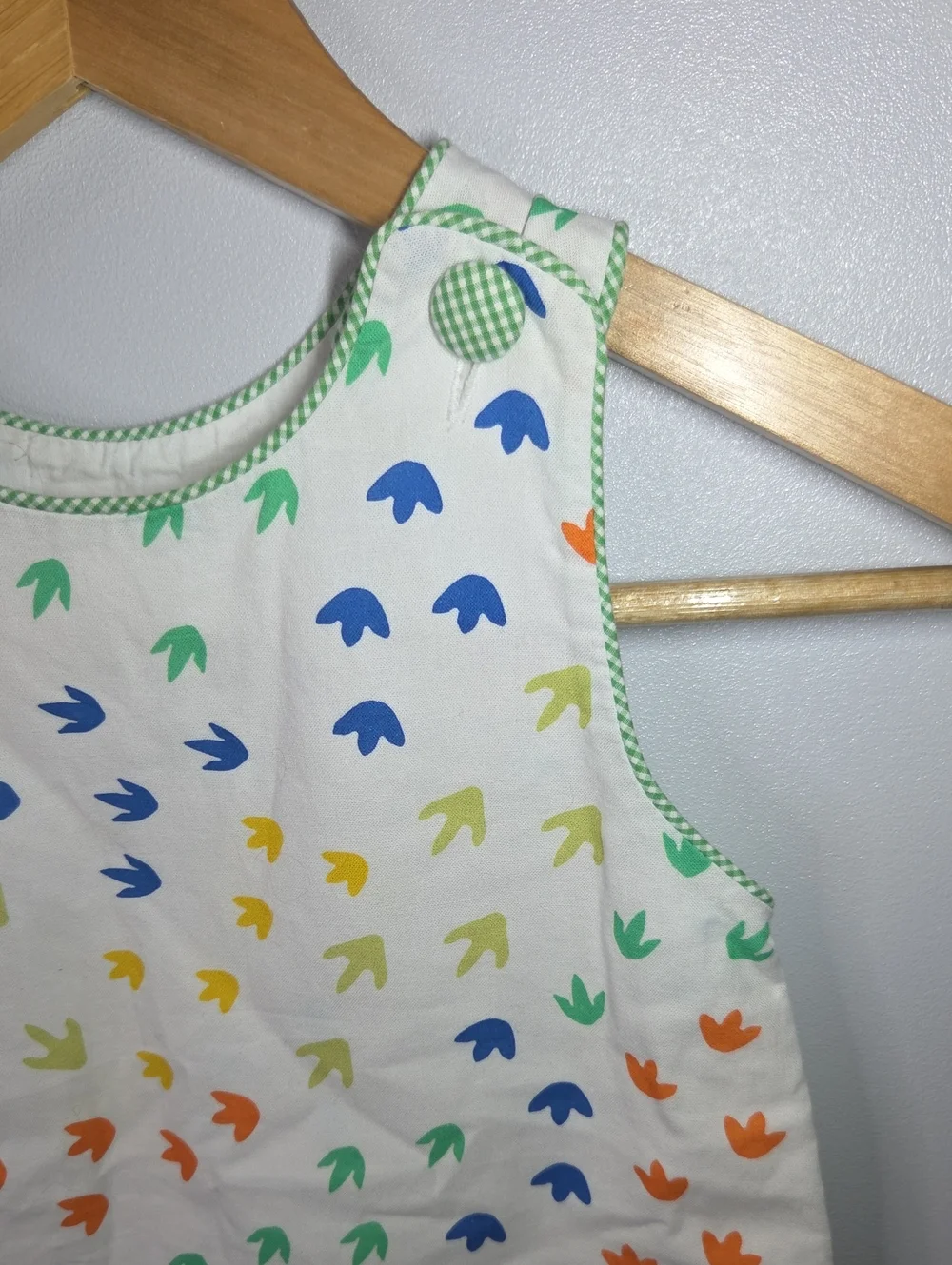 White Baby Bubble Romper with Multicolor Dino Print Size 2T